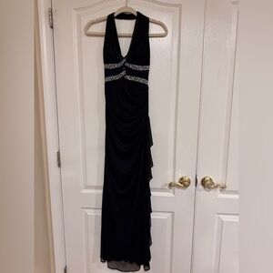 Blondie Nites Black Maxi Dress with Silver Accents​​